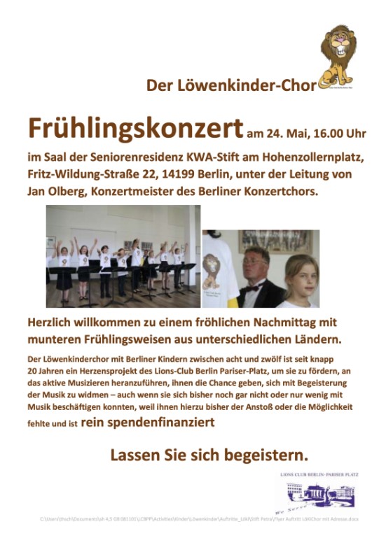 Frühlingskonzert des Löwenkinder-Chors